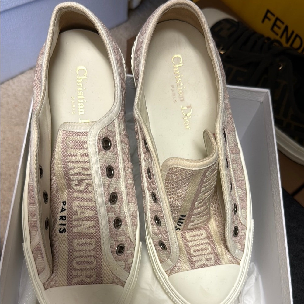 Dior Blush Canvas Slip-On Sneakers